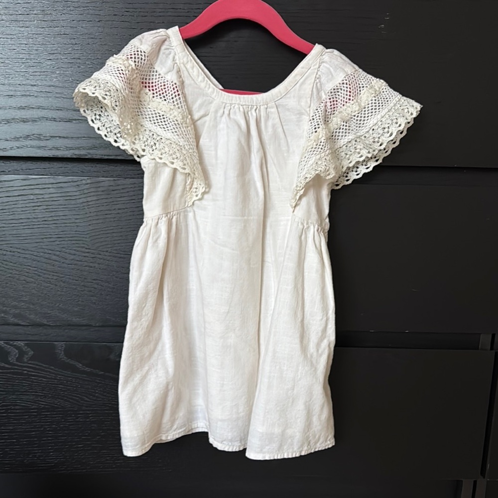 Old Navy Cream Lace Sleeve Dress